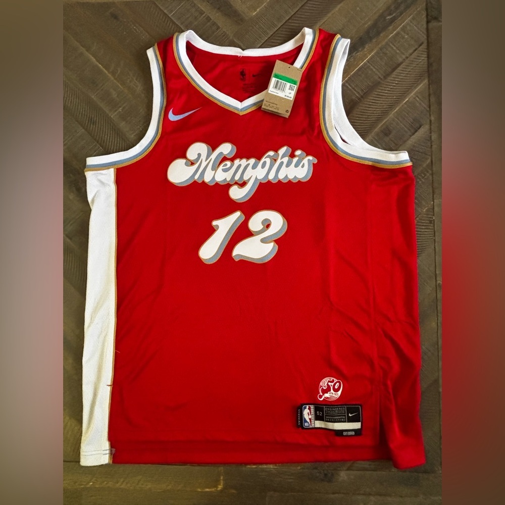 Nike Memphis Grizzlies NBA Ja Morant #12 Jersey Red White Blue Gold XL 52